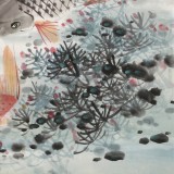 梁景欣 四尺斗方《魚游圖》 學(xué)院派畫家
