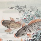 梁景欣 四尺斗方《魚游圖》 學(xué)院派畫家