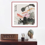 梁景欣 四尺斗方《連年有余》 學院派畫家