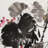 王寶欽 四尺《荷趣圖》當代花鳥牡丹畫名家（詢價）