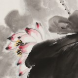 梁景欣 四尺三開(kāi)《連年有余》 學(xué)院派畫(huà)家