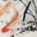 梁景欣 四尺三開(kāi)《連年有余》 學(xué)院派畫(huà)家