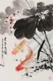 梁景欣 四尺三開(kāi)《連年有余》 學(xué)院派畫(huà)家