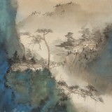 【已售】吳顯剛 四尺斗方《春江泛舟》 貴州七星關(guān)美協(xié)主席