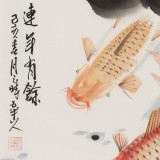 梁景欣 四尺三開(kāi)《連年有余》 學(xué)院派畫(huà)家