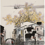 【已售】苗雨 四尺斗方《水鄉(xiāng)情思》 遼寧工美教授 師從吳冠中