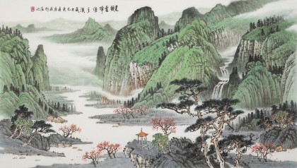 【已售】廖崧越 三尺《翠疑云峰傍鄉(xiāng)溪》 廣西桂林美協(xié)會(huì)員