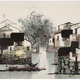 【已售】苗雨 四尺斗方《江南水鄉(xiāng)》 遼寧工美教授 師從吳冠中