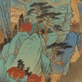 廖崧越 四尺三開(kāi)青綠山水《數(shù)峰碧落云臺(tái)外》 廣西桂林美協(xié)會(huì)員