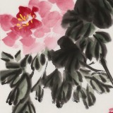 庾超然 四尺三開《花開富貴》 黃鶴樓書畫院院長