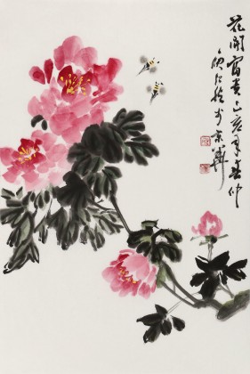 庾超然 四尺三開《花開富貴》 黃鶴樓書畫院院長