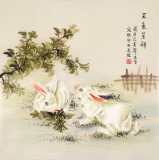 【已售】凌雪 四尺斗方《玉兔吉祥》 北京美協(xié)會(huì)員