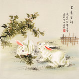 【已售】凌雪 四尺斗方《玉兔吉祥》 北京美協(xié)會員