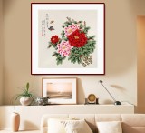 【已售】凌雪 四尺斗方《花開富貴》 北京美協(xié)會員