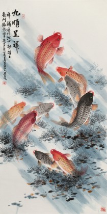 【已售】梁景欣 四尺《九順呈祥》 青大美院學(xué)院派畫家