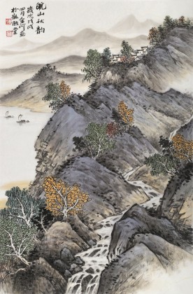 【已售】劉金河 四尺三開《皖山秋韻》 中美協(xié)會員 國家畫院畫家