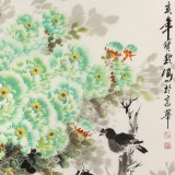 【已售】王寶欽 六尺《綠寶圖》當(dāng)代花鳥牡丹畫名家（詢價）