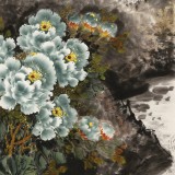 【已售】王寶欽 六尺《綠寶圖》當(dāng)代花鳥牡丹畫名家（詢價）