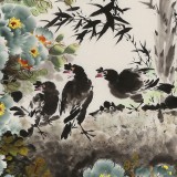 【已售】王寶欽 六尺《綠寶圖》當(dāng)代花鳥牡丹畫名家（詢價）