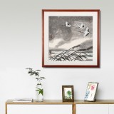 訂制 | 何一鳴 《云鶴游天》 實(shí)木畫(huà)框 高透有機(jī)玻璃 53×53cm (成品)