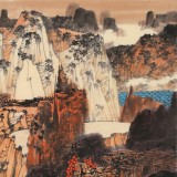 張勇 四尺斗方《湖山秋霽》 吉林著名山水畫家