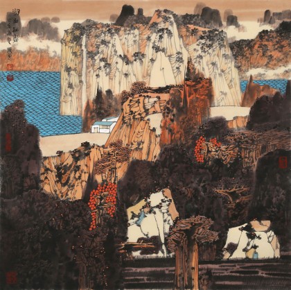 張勇 四尺斗方《湖山秋霽》 吉林著名山水畫家
