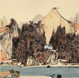 張勇 四尺斗方《秋山隱逸圖》 吉林著名山水畫家