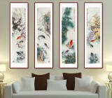 南海禪寺 妙林居士 四條屏《四季錦鯉圖》