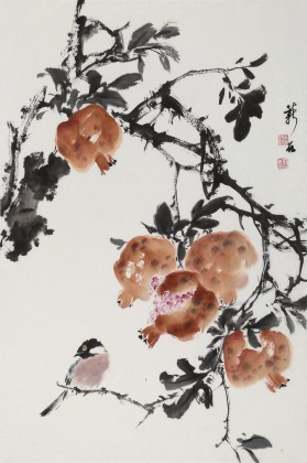 【已售】陳薪名《笑口常開(kāi)》 第六屆全國(guó)花鳥(niǎo)畫展金獎(jiǎng)獲得者