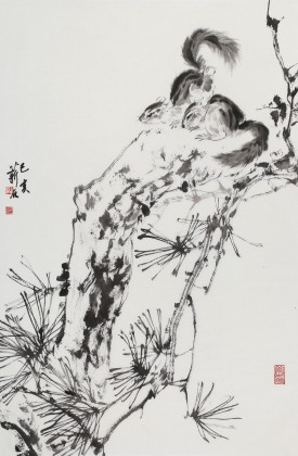 【已售】陳薪名《松林野趣》 第六屆全國花鳥畫展金獎獲得者