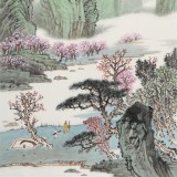 【已售】廖崧越 四尺三開《此處最近桃花源》 廣西桂林美協(xié)會員