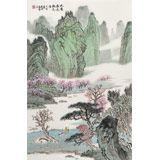 【已售】廖崧越 四尺三開(kāi)《此處最近桃花源》 廣西桂林美協(xié)會(huì)員