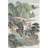 廖崧越 四尺三開(kāi)《攜琴會(huì)友》 廣西桂林美協(xié)會(huì)員