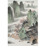 廖崧越 四尺三開(kāi)《春濕花路雨》 廣西桂林美協(xié)會(huì)員