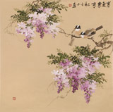 【已售】皇甫小喜 四尺斗方《紫氣東來》 河南著名花鳥畫家