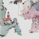 曹建濤 四尺三開《獻佛圖》 獨具特色水墨人物畫家