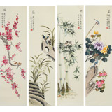 【已售】凌雪 四條屏《梅蘭竹菊》 北京美協(xié)會(huì)員