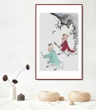 曹建濤 四尺三開《童年伙伴》 獨(dú)具特色水墨人物畫家