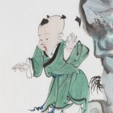 曹建濤 四尺三開《獻壽圖》 獨具特色水墨人物畫家