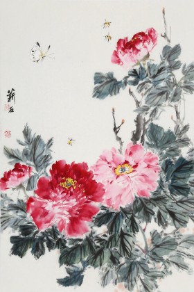 【已售】陳薪名《花開富貴》 第六屆全國花鳥畫展金獎獲得者