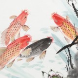 【已售】梁景欣 四尺《連年有余》 青大美院學院派畫家