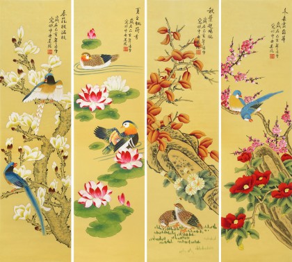 【已售】凌雪 四條屏《春夏秋冬》 北京美協(xié)會員