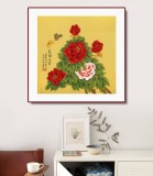 【已售】凌雪 四尺斗方《花開富貴》 北京美協(xié)會員
