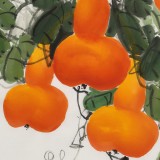 【已售】黃藝四尺斗方招財辟邪葫蘆畫《五福臨門》