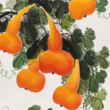 【已售】黃藝四尺斗方招財(cái)辟邪葫蘆畫(huà)《五福臨門》