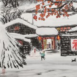 【已售】何一鳴 四尺斗方《大紅燈籠高高掛》 冰雪畫派畫家 師從于志學(xué)