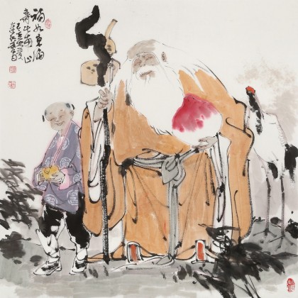 連紅武 四尺斗方《福如東?！?徐悲鴻畫院華北分院副院長