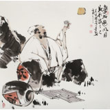 【已售】連紅武 四尺斗方《舉杯邀明月》 徐悲鴻畫院華北分院副院長