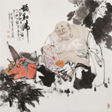 【已售】連紅武 四尺斗方《彌勒佛》 徐悲鴻畫院華北分院副院長