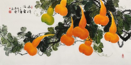 【已售】黃藝 四尺《福祿滿堂》 吉祥家居風(fēng)水畫